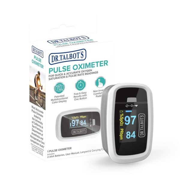 Dr. Talbot's Pulse Oximeter with Lanyard and Travel Pouch, White And Gray - Image 2