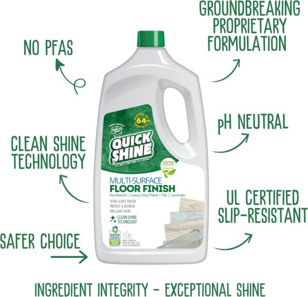 Quick Shine Multi Surface Floor Finish 64oz | Cleaner & Polish to use on Hardwood, Laminate, Luxury Vinyl Plank LVT, Tile & Stone - Image 3