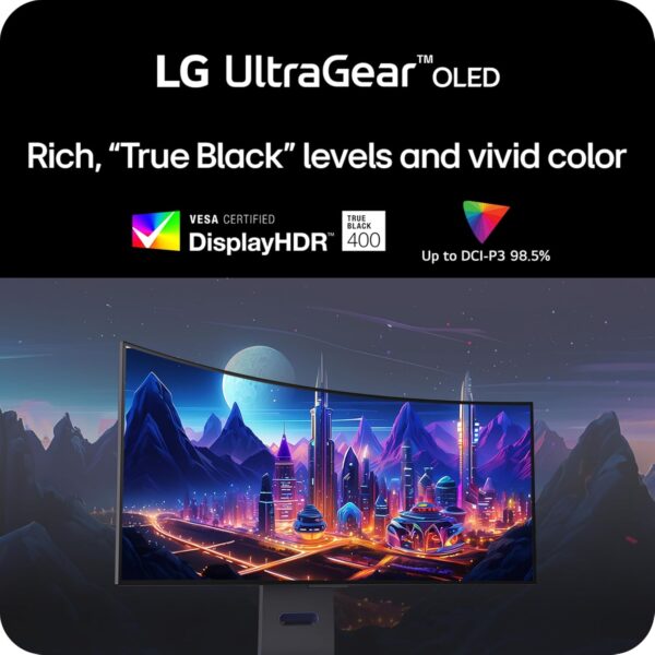 LG 45GS95QE 45-inch Ultragear OLED Curved Gaming Monitor WQHD 800R 240Hz 0.03ms DisplayHDR True Black 400 AMD FreeSync Premium Pro NVIDIA G-Sync HDMI 2.1 DisplayPort Tilt/Height/Swivel Stand Black - Image 9