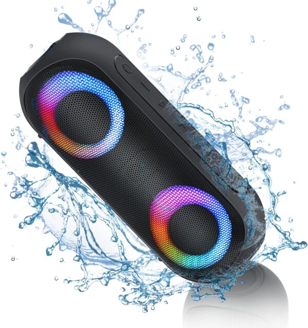 Bluetooth Speakers with Light, 30W Portable Bluetooth Wireless(100FT Range) Loud Stereo Sound, IPX7 Waterproof Shower Speakers, RGB Multi-Colors Rhythm Lights, 1000mins Playtime for Indoor&Outdoor - Image 2