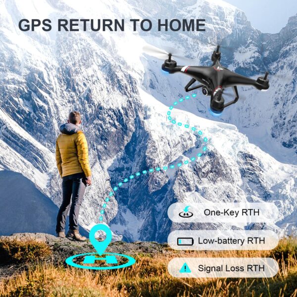 TENSSENX GPS Drone with 1080P HD Camera for Adults and Kids, 5G Transmission FPV Drone, TSRC X7 RC Quadcopter with 2 Batteries, Auto Return, Follow Me, Altitude Hold, Easy for Beginners - Image 4