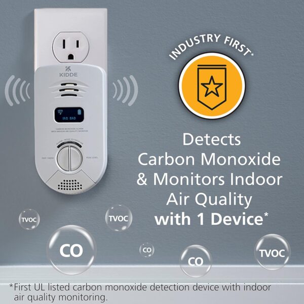 Kidde Smart Carbon Monoxide Detector & Indoor Air Quality Monitor, Plug In Wall, WiFi, Alexa Compatible Device, Voice & App Alerts - Image 3