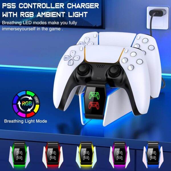 PS5 Controller Charger Station for PlayStation 5 Dualsense Controllers with LED Light Dual Stand Charger Dock, PS5 Controller Charging Station Accessories for PlayStation 5 Faceplates DualSense Edge - Image 3