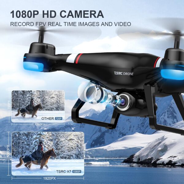 TENSSENX GPS Drone with 1080P HD Camera for Adults and Kids, 5G Transmission FPV Drone, TSRC X7 RC Quadcopter with 2 Batteries, Auto Return, Follow Me, Altitude Hold, Easy for Beginners - Image 3