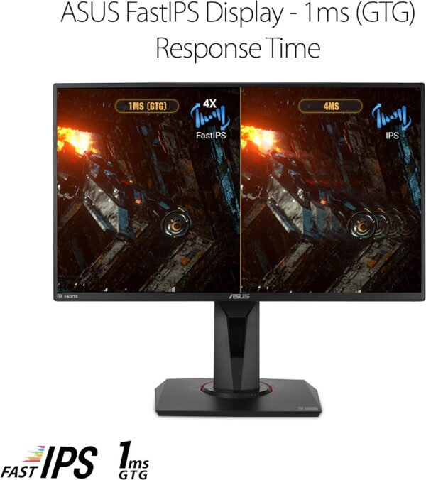 ASUS TUF Gaming VG259QM 24.5” Monitor, 1080P Full HD (1920 x 1080), Fast IPS, 280Hz, G-SYNC Compatible, Extreme Low Motion Blur Sync,1ms, DisplayHDR 400, Eye Care, DisplayPort HDMI BLACK - Image 4