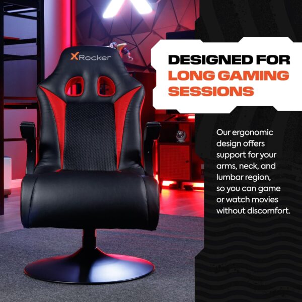 X Rocker Vibe 2.1 Pedestal Gaming Chair - Immersive Bluetooth Audio with Speakers & Subwoofer - Ergonomic Design for Comfortable Entertainment - Adjustable Chair Base - Black/Red - Image 4