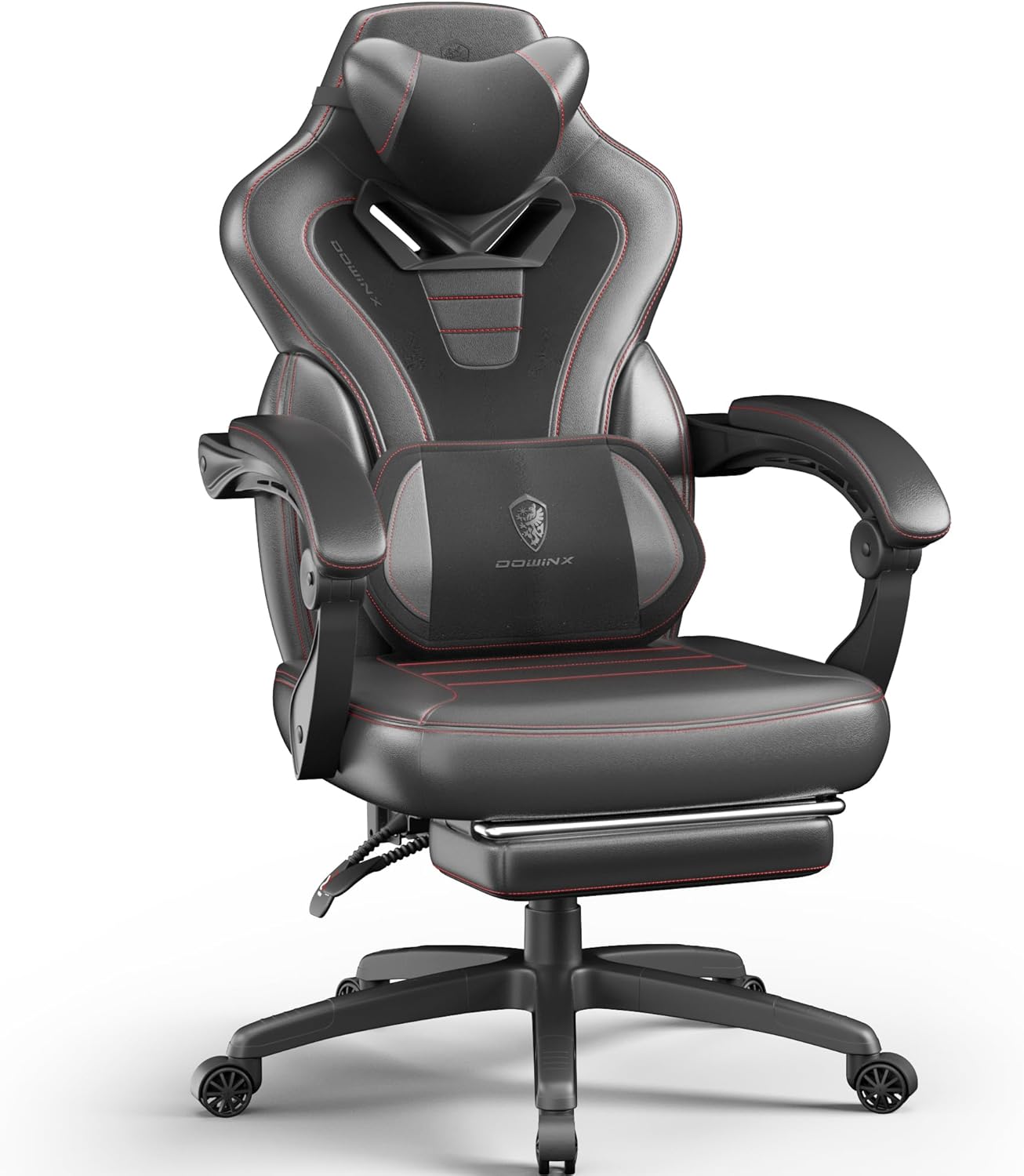 Dowinx Gaming Chair with Footrest, Big and Tall Gaming Chair for Heavy People, Computer/PC Gamer Chair for Adult with Massage (Black)