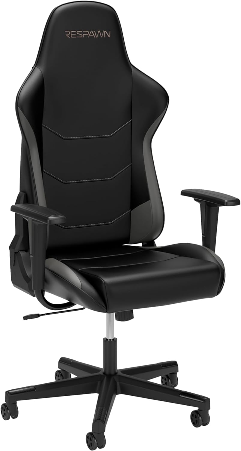 RESPAWN 110 Gaming Chair – Gamer Chair PC Computer Chair, Ergonomic Gaming Chairs, Office Chair with Integrated Headrest, Gaming Chair for Adults 135 Degree Recline with Angle Lock – Gray