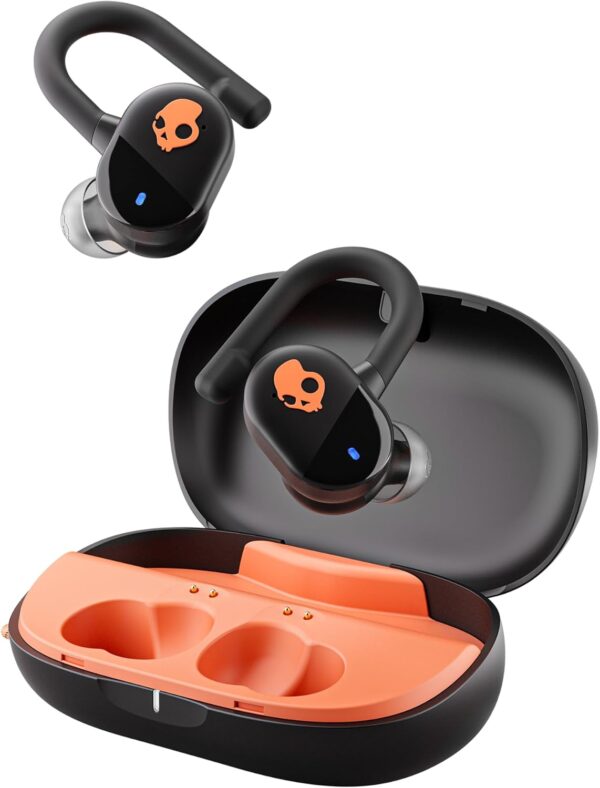 Skullcandy Push Play Active in-Ear Wireless Earbuds, 34 Hr Battery, Stay-Aware Mode, Microphone, Works with iPhone Android and Bluetooth Devices - True Black/Orange