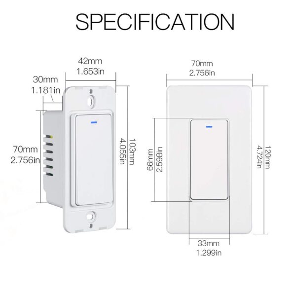 MoesGo WiFi Wall Push Button Smart Light Switch,Multi-Control, 2.4GHz WiFi Light Switches, Neutral Wire Required,Remote Control Smart Life/Tuya, Work with Alexa,Google Home White 1 Gang - Image 8