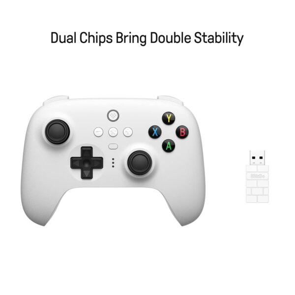 8Bitdo Ultimate 2.4g Wireless Controller with Charging Dock, Hall Effect Joystick Update, Pro Gamepad with Back Buttons & Turbo Function for PC, Android, Steam Deck & Apple (White) - Image 4