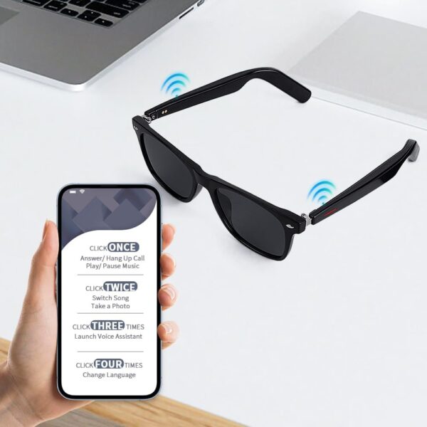 Smart Glasses Bluetooth Sunglasses for Men Women with AAC Speaker Open Ear Music Voice Assistant Hand-free Calling, Unisex Audio Intelligent Sunglasses Fits Smaller Faces, Great for Friends Family - Image 6