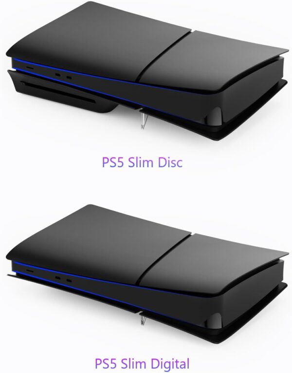 5 in 1 Black Plates for PS5 Slim Disc and Digital Edition, PlayStation 5 Slim Cover Accessories Faceplate, Custom Side Face Panel Shell Replacement for Both PS5 Slim Disc and Digital - Matte Black - Image 4