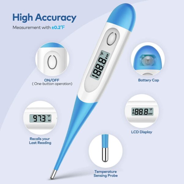 Boncare Thermometer for Adults with 10 Seconds Fast Reading, Digital Oral Thermometer for Fever (Light Blue) - Image 5