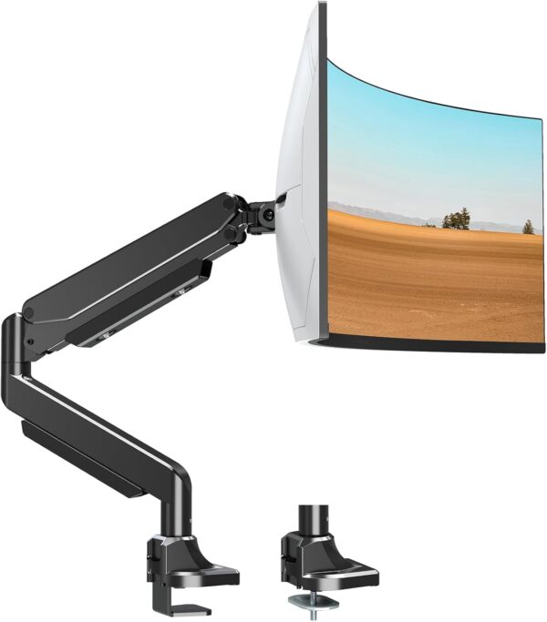 MOUNTUP Single Monitor Mount fits 17''-43'' Ultrawide Screen, Holds 6.6-33lbs, Computer Monitor Arm Desk Mount, Heavy Duty Gas Spring Monitor Stand for Flat/Curved Screen, with C-clamp/Grommet Base - Image 2