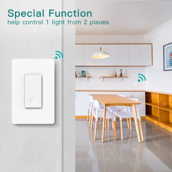 TREATLIFE 3 Way Smart Switch, 2.4GHz WiFi Light Switch Works with Alexa and Google Home, Neutral Wire Required, Remote Control, Schedule Timer, 1 Pack, White - Image 7