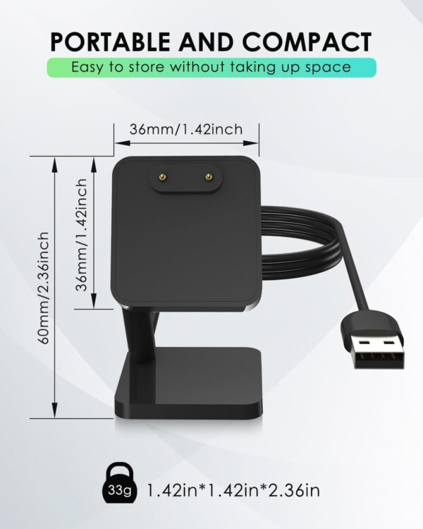 Charger Dock for Samsung Galaxy Fit 3, Magnetic Charging Stand Base with 3.3 Feet Charger Cable, Portable Charge Station Only Compatible with Galaxy Fit 3 Smartwatch - Image 3