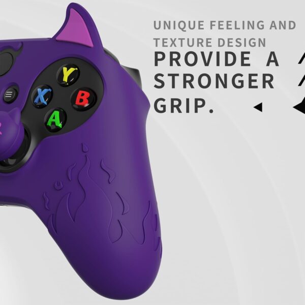 PlayVital Halloween Cute Demon Silicone Cover for Xbox Series X/S Controller, Kawaii Anti-Slip Controller Skin Grip Protector for Xbox Core Wireless Controller with Thumb Grip Caps - Purple - Image 6