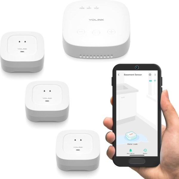 YoLink Smart Home Starter Kit: SpeakerHub & Water Leak Sensor 4 with 105dB Audio Alarm 3-Pack, SMS/Text, Email & Push Notifications, Freeze Warning, LoRa Up to 1/4 Mile Open-Air Range, w/Alexa, IFTTT - Image 2