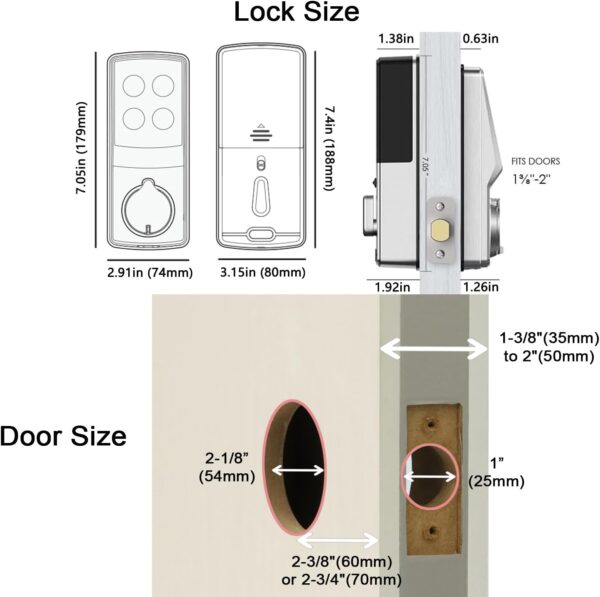 Lockly Secure Plus, RFID Card Smart Lock, Keyless Entry Door Lock, Smart Locks for Front Door, PIN Genie® Keypad, 3D Biometric Fingerprint Sensor, Auto Lock Smart Door Lock (Satin Nickel) - Image 8