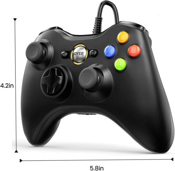 VOYEE PC Controller, Wired Controller Compatible with Microsoft Xbox 360 & Slim/PC Windows 10/8/7, with Upgraded Joystick, Double Shock | Enhanced (Black) - Image 3