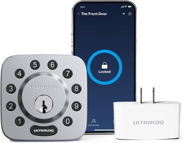 ULTRALOQ Smart Door Lock - U-Bolt Smart Lock with WiFi Bridge - Keyless Entry Door Lock - Smart Locks for Front Door - Smart Deadbolt Lock - App Remote Control - Share Codes - Auto Lock - Satin Nickel - Image 2