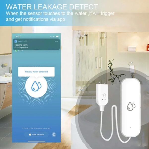 WiFi Water Leak Detector, Smart Water Sensor Alarm, App Remote Notifications, Leak and Drip Detectors for Home, Basement, Kitchen, Laundry, Bathroom Work with Alexa Echo Google Home SmartLife App - Image 8