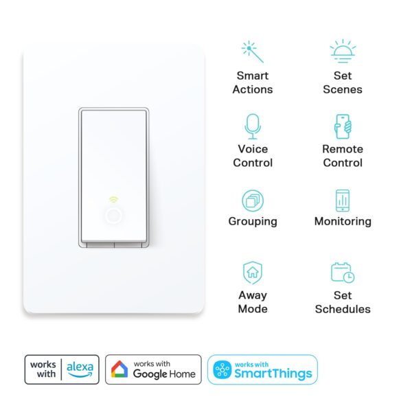 Kasa Smart 3 Way Switch HS210 KIT, Needs Neutral Wire, 2.4GHz Wi-Fi Light Switch works with Alexa and Google Home, UL Certified, No Hub Required, White,2 Count (Pack of 1) - Image 3