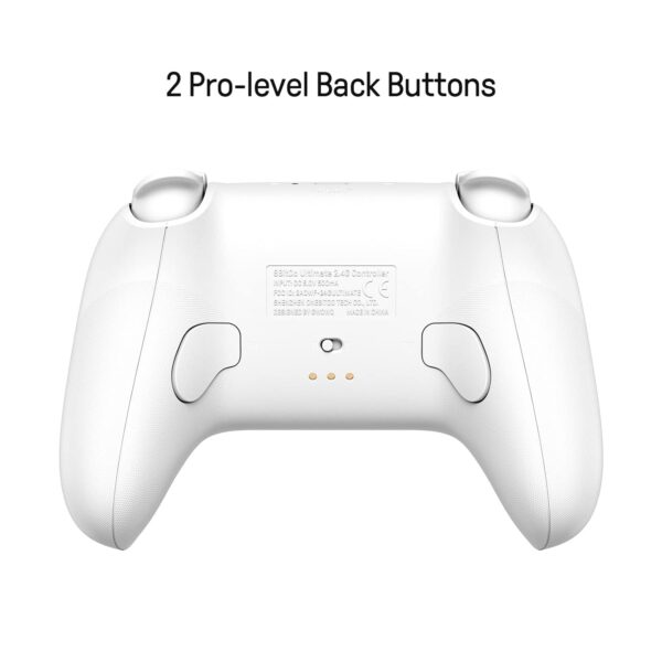 8Bitdo Ultimate 2.4g Wireless Controller with Charging Dock, Hall Effect Joystick Update, Pro Gamepad with Back Buttons & Turbo Function for PC, Android, Steam Deck & Apple (White) - Image 3