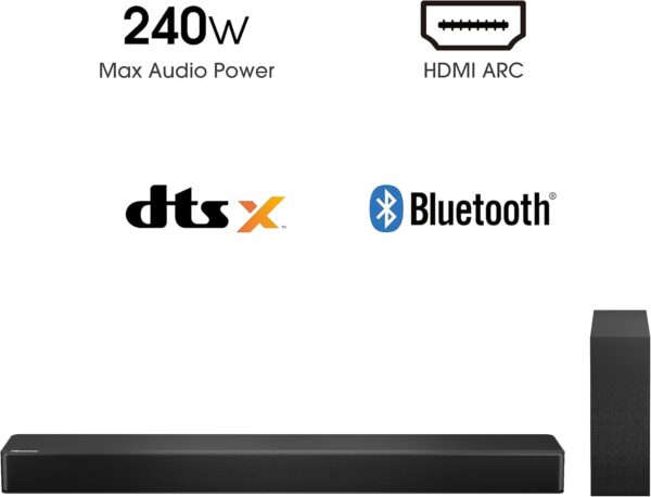 Hisense HS2100 2.1 Ch 240W Sound Bar with Wireless Subwoofer - DTS Virtual X, Dolby Audio, Ezplay, 6 EQ Modes, HDMI ARC, Bluetooth 5.3 - Image 10