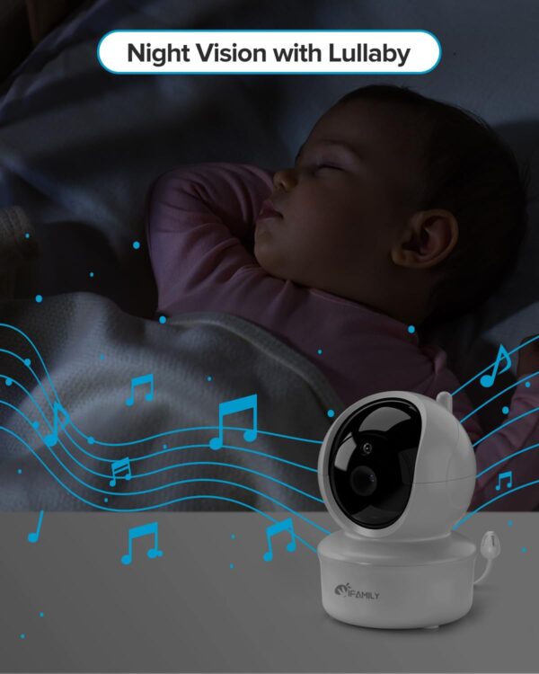 iFamily Baby Monitor - Large 5" Screen with 30Hrs Battery Life - Remote Pan-Tilt-Zoom;No WiFi, Two-Way Audio, Night Vision, Temperature, Lullabies, 960ft Long Range Baby Monitor with Camera and Audio - Image 5