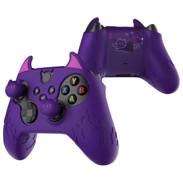 PlayVital Halloween Cute Demon Silicone Cover for Xbox Series X/S Controller, Kawaii Anti-Slip Controller Skin Grip Protector for Xbox Core Wireless Controller with Thumb Grip Caps - Purple - Image 9