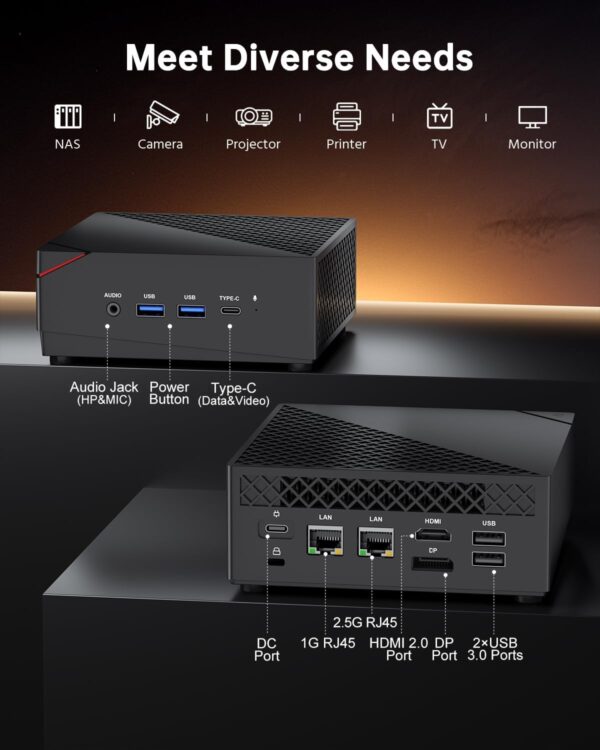 ACEMAGICIAN Mini PC AMD Ryzen 7 5700U, Dual Channel Mini Gaming PC 16GB DDR4 512GB SSD, Mini Computers Micro Desktop PC Support 4K Triple Display/WiFi6/BT5.2/Gaming/Office/Home - Image 5