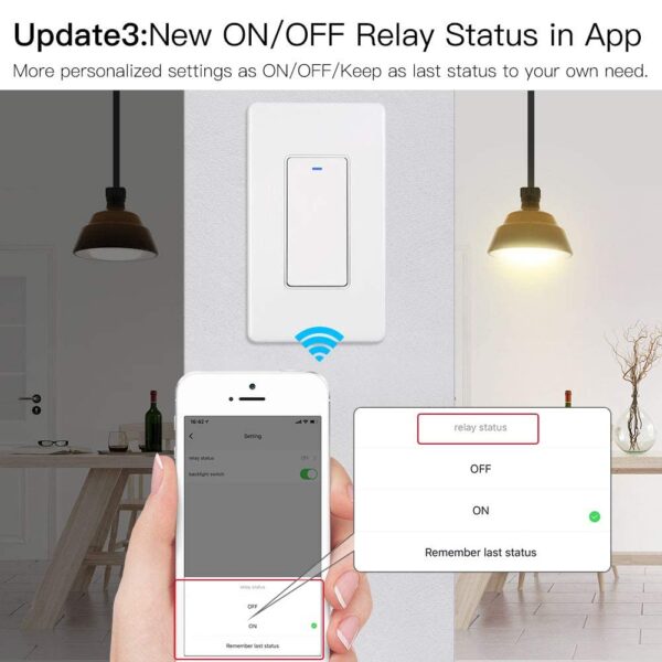 MoesGo WiFi Wall Push Button Smart Light Switch,Multi-Control, 2.4GHz WiFi Light Switches, Neutral Wire Required,Remote Control Smart Life/Tuya, Work with Alexa,Google Home White 1 Gang - Image 6