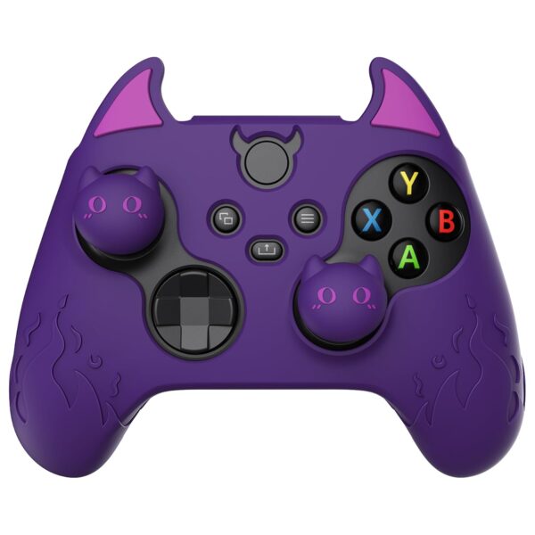 PlayVital Halloween Cute Demon Silicone Cover for Xbox Series X/S Controller, Kawaii Anti-Slip Controller Skin Grip Protector for Xbox Core Wireless Controller with Thumb Grip Caps - Purple - Image 2