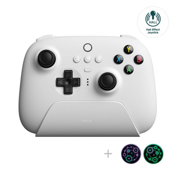 8Bitdo Ultimate 2.4g Wireless Controller with Charging Dock, Hall Effect Joystick Update, Pro Gamepad with Back Buttons & Turbo Function for PC, Android, Steam Deck & Apple (White) - Image 2