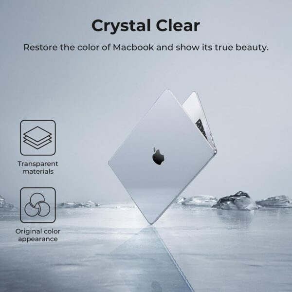 EooCoo Case Compatible with MacBook Air 15 inch 2024 2023 M3 M2 Chip A3114 A2941, Air 15.3" Plastic Hard Case & Keyboard Skin & Camera Cover & Type C Adapter, Crystal Clear - Image 4