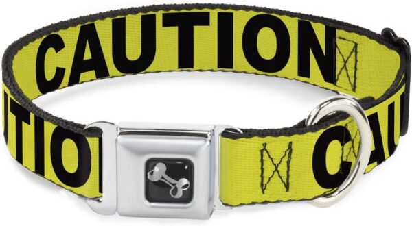 Buckle-Down 18-32" Caution Yellow/Black Dog Collar Bone, Wide Large - Image 2