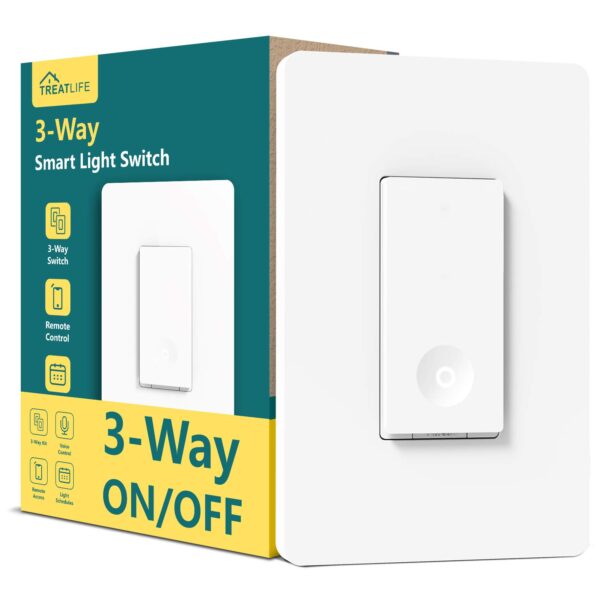 TREATLIFE 3 Way Smart Switch, 2.4GHz WiFi Light Switch Works with Alexa and Google Home, Neutral Wire Required, Remote Control, Schedule Timer, 1 Pack, White - Image 2