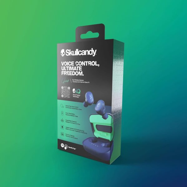 Skullcandy Grind In-Ear Wireless Earbuds, 40 Hr Battery, Skull-iQ, Alexa Enabled, Microphone, Works with iPhone Android and Bluetooth Devices - Dark Blue/Green - Image 7