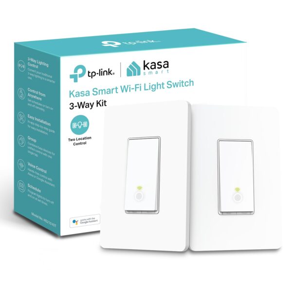 Kasa Smart 3 Way Switch HS210 KIT, Needs Neutral Wire, 2.4GHz Wi-Fi Light Switch works with Alexa and Google Home, UL Certified, No Hub Required, White,2 Count (Pack of 1) - Image 2