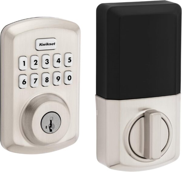 Kwikset Powerbolt 250 10-Button Keypad Satin Nickel Transitional Electronic Deadbolt Door Lock, Featuring Convenient keyless Entry, Customizable User Codes and auto Locking - Image 2