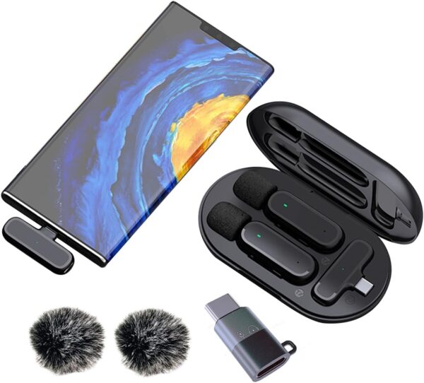 Wireless Lavalier Microphone with Charging Case, Noise Canceling Wireless Microphone, Professional Wireless Lavalier Mini Mic For iPhone Samsung Android Smartphone Vlog Live Recording,Audio & Video - Image 2