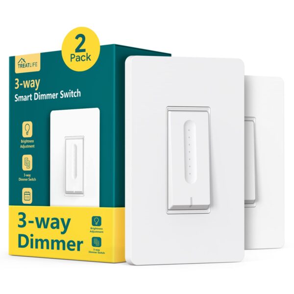 TREATLIFE 3 Way Smart Dimmer Switch 2 Pack, 2 Master 3 Way Dimmable Light Switches, 2.4GHz WiFi Smart Switch Compatible with Alexa and Google Home, Neutral Wire Needed, No Hub Required - Image 2