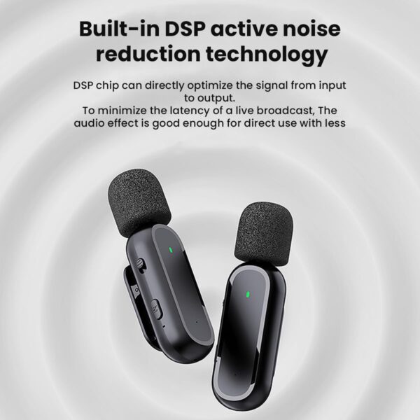 Wireless Lavalier Microphone with Charging Case, Noise Canceling Wireless Microphone, Professional Wireless Lavalier Mini Mic For iPhone Samsung Android Smartphone Vlog Live Recording,Audio & Video - Image 4