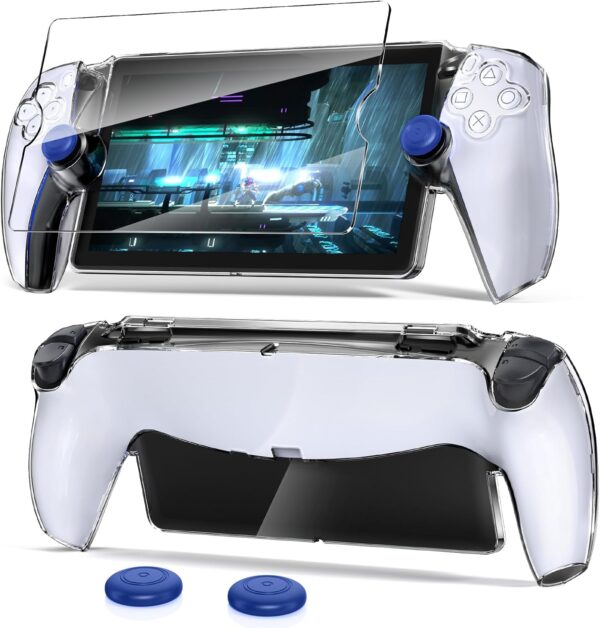 [Upgraded Protective Case+Screen Protector] for PlayStation Portal with Joysticks Cover Skin, Ultra Clear Hard PC Cover Case with Full Protection and Non-Slip Thumb Grips Accessories Kit for PS Portal - Image 2