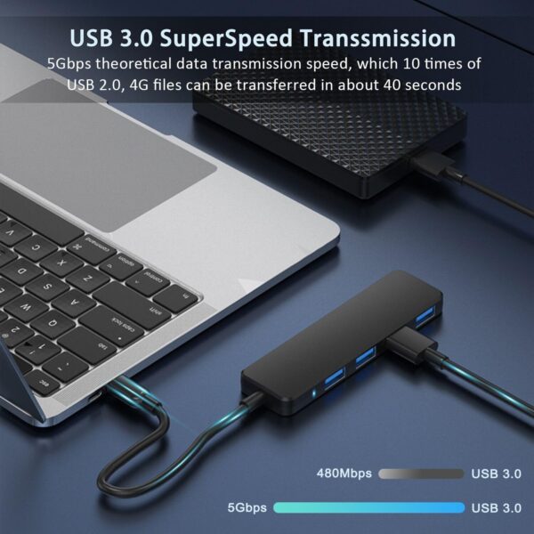 USB 3.0 Hub, VIENON 4-Port USB Hub USB Splitter USB Expander for Laptop, Xbox, Flash Drive, HDD, Console, Printer, Camera,Keyborad, Mouse - Image 4