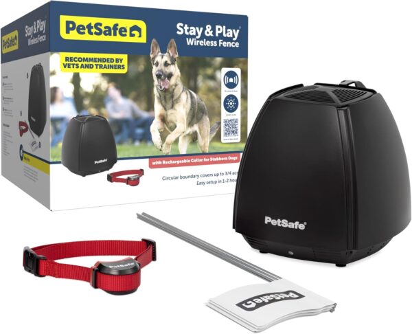 PetSafe Stay & Play Wireless Pet Fence for Stubborn Dogs - No Wire Circular Boundary, Secure 3/4-Acre Yard, for Dogs 5lbs+, America's Safest Wireless Fence from Parent Company Invisible Fence Brand - Image 2