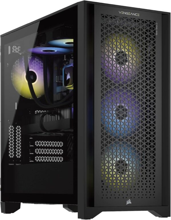 Corsair Vengeance a7300 Series Gaming PC - Liquid Cooled AMD Ryzen 5 7600X CPU - NVIDIA GeForce RTX 4070 Super GPU - 32GB Vengeance RGB DDR5 Memory - 1TB M.2 SSD - Black - Image 2