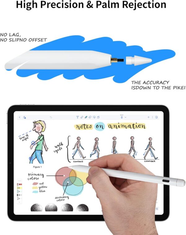 Stylus Pen for iPad 10th&9th Generation, Fast Charging Apple iPad Pencil with Palm Rejection, Tilt Sensitivity, Work for iPad Air 3/4/5, iPad Mini 5/6, iPad 6/7/8/9/10, iPad Pro 11", iPad Pro 12.9" - Image 6